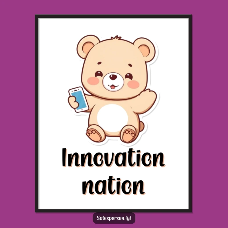 Funny Tech Bear Poster: Enthusiastic Art for a Funny Touch