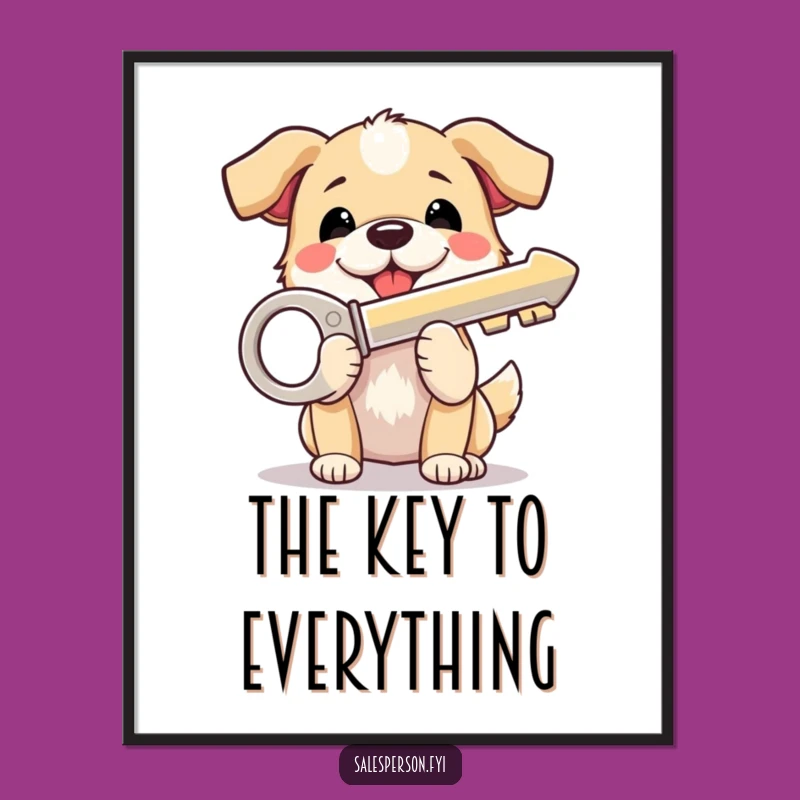 Funny Dog Key Poster: Adorable Art Print & Hilarious Housewarming Gift!
