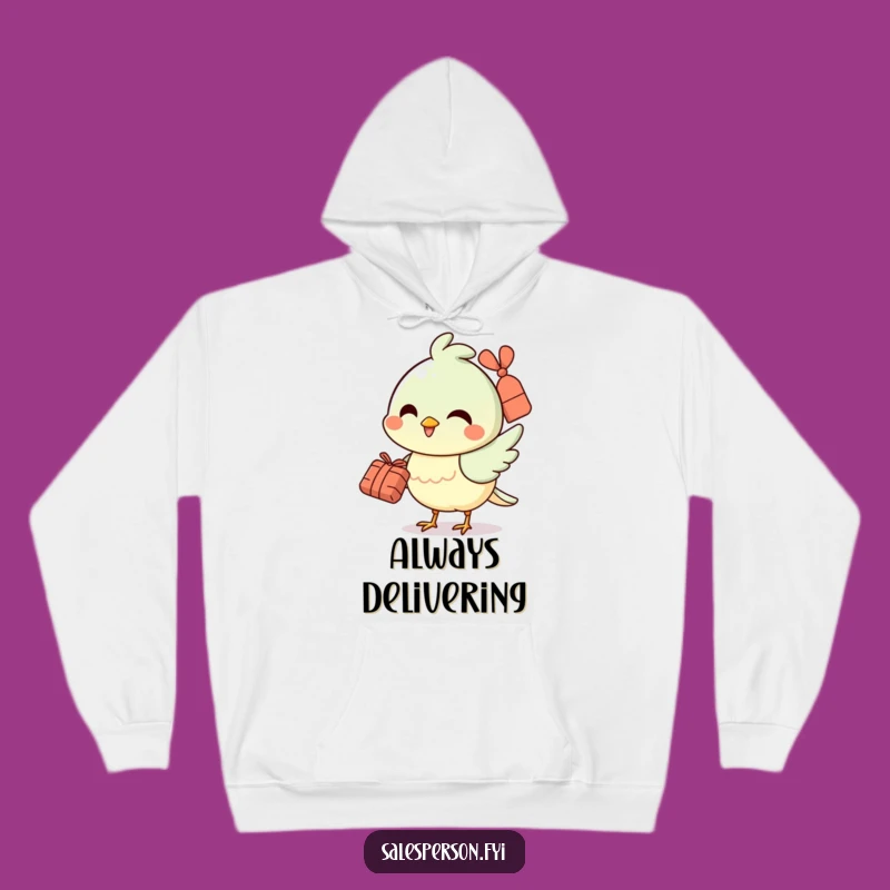 Cozy Funny Bird Delivery Hoodie: Stay Warm While Spreading Good Cheer
