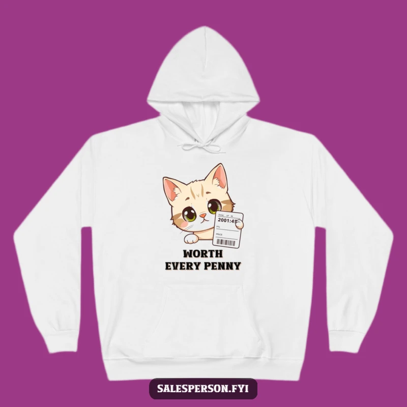 Cozy Funny Cat Hoodie - Warm and Witty Cat Studying Prices Gift