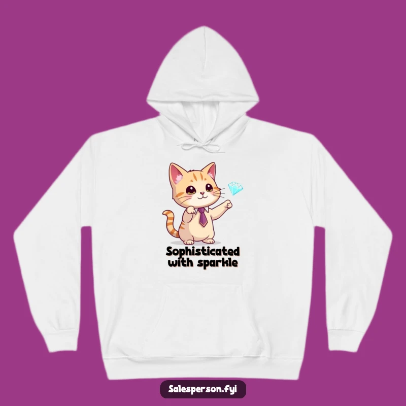 Funny Cat Diamond Hoodie - Cozy Elegance & Humor, Unique Gift