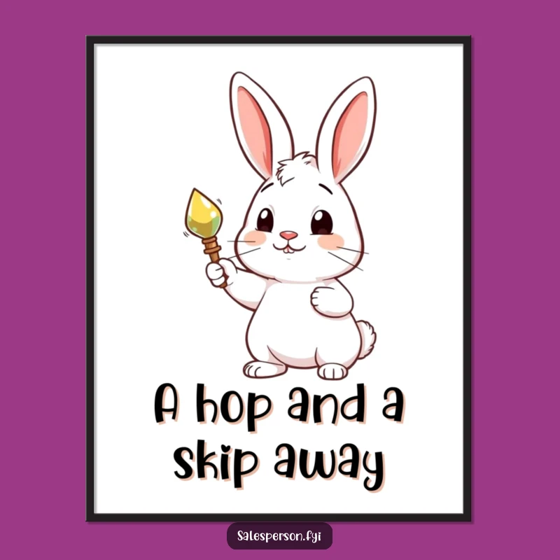 Charming Free Printable Wall Art: Rabbit with Shiny Object - Whimsical Downloadable Decor