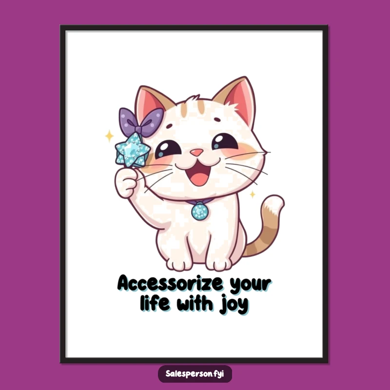 Free Printable Wall Art: Sparkly Cat Accessory, Chic Downloadable Decor for Fashionable Homes