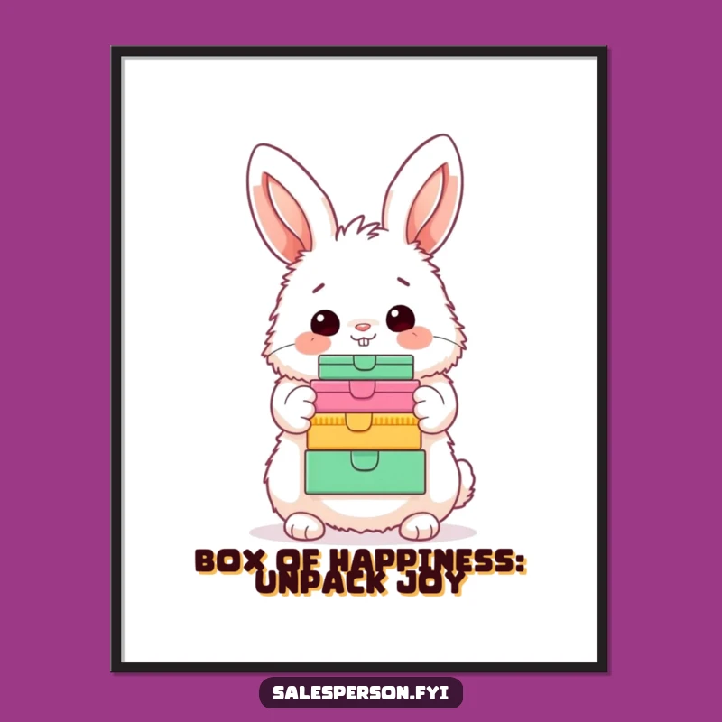 Free Printable Wall Art: Funny Bunny with Gifts, Cute Downloadable Decor for Whimsical Spaces