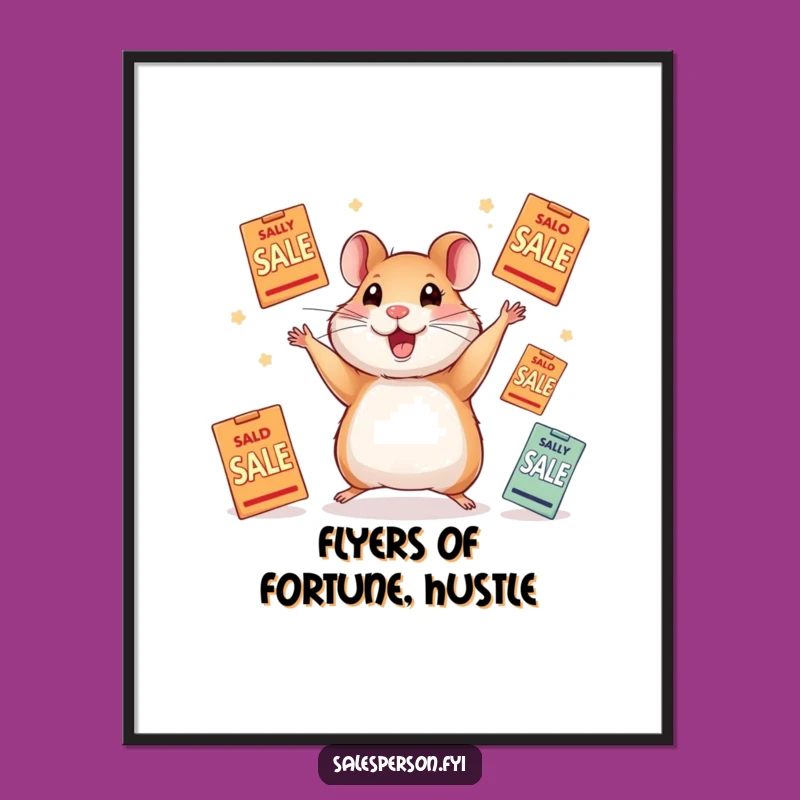 Funny Free Printable Wall Art: Juggling Hamster's Sale Spree - Downloadable Decor