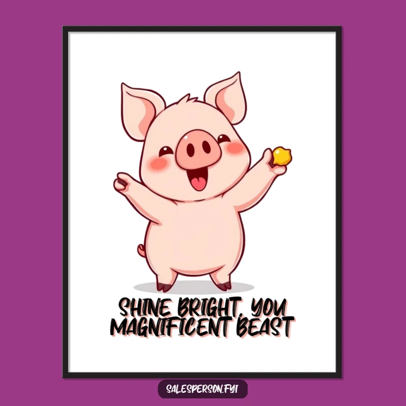 Free Printable Pig Shiny Art: Whimsical Downloadable Wall Decor
