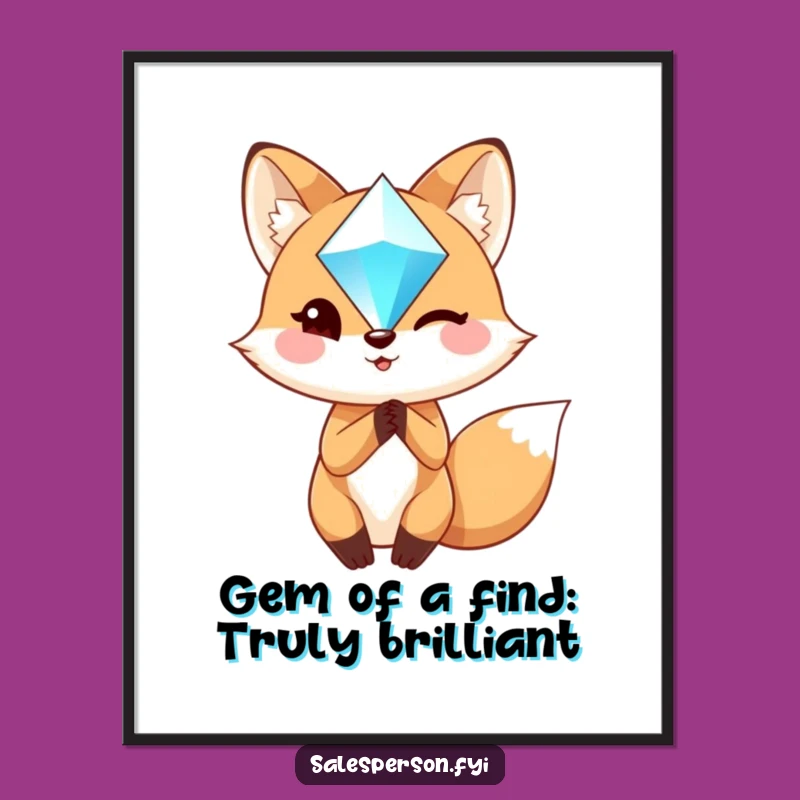 Free Printable Wall Art: Funny Fox with Gem, Chic Downloadable Decor for Clever Spaces