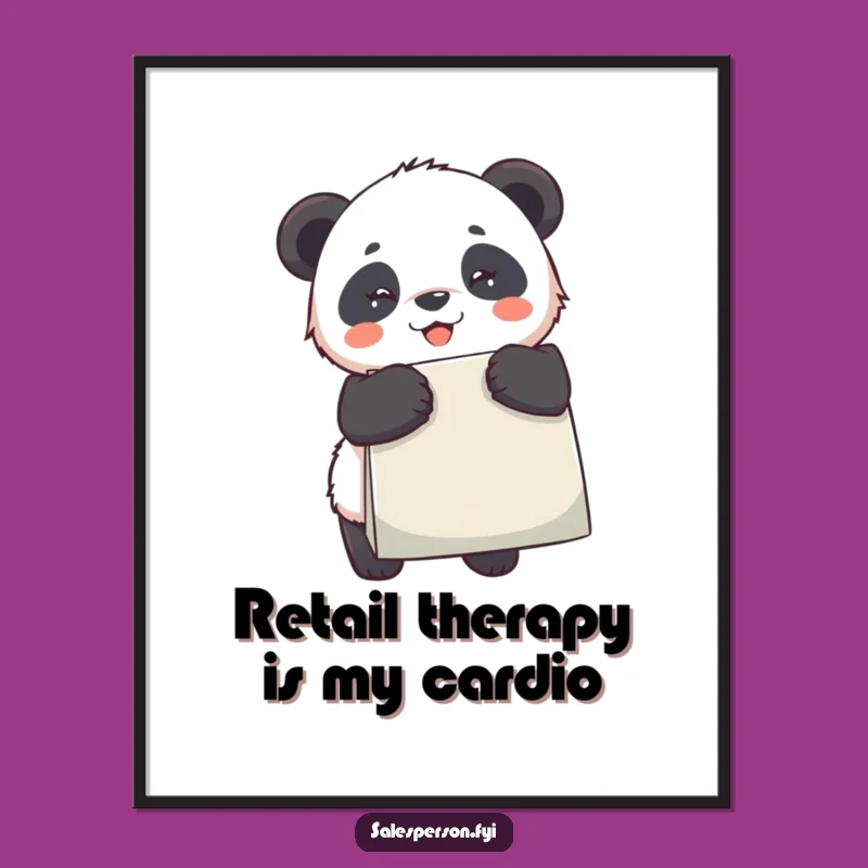 Free Printable Wall Art: Funny Panda Shopping Spree Downloadable Art for Home Decor