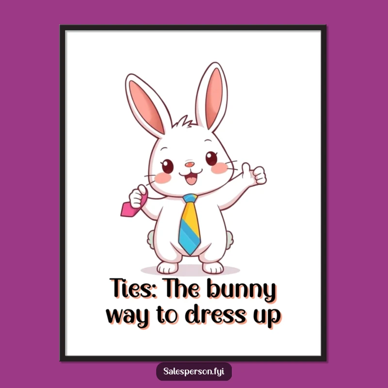 Funny Free Printable Wall Art: Bunny with Tie, Downloadable Decor for a Whimsical Touch