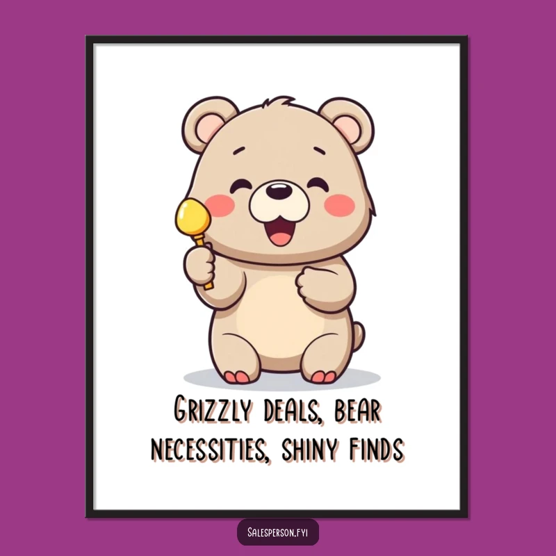 Free Printable Wall Art: Cheerful Bear Treasure, Funny Downloadable Decor for Happy Homes