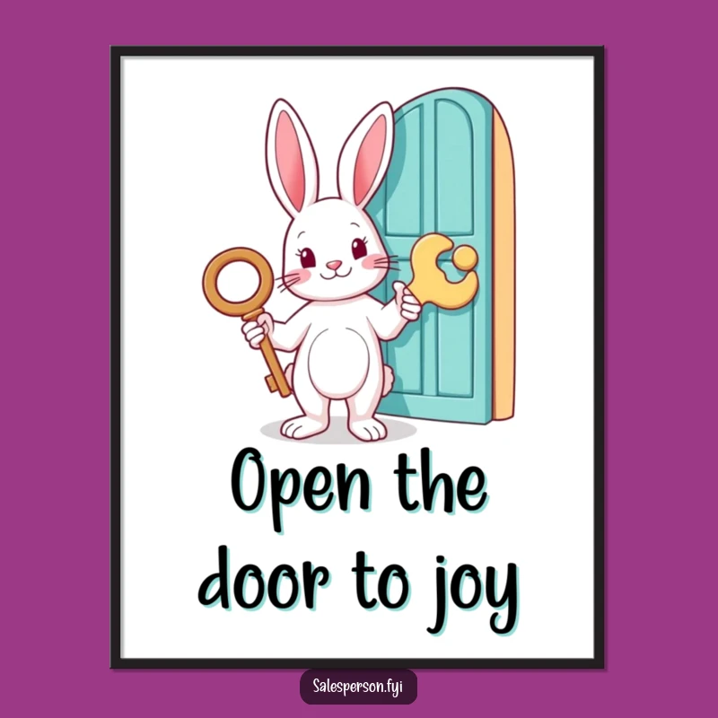 Free Printable Rabbit Wall Art: Funny Key Door Downloadable Decor