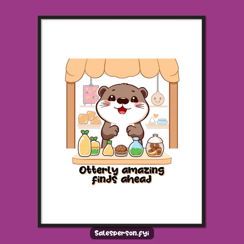 Free Printable Wall Art: Funny Otter with Items, Whimsical Downloadable Decor for Playful Spaces