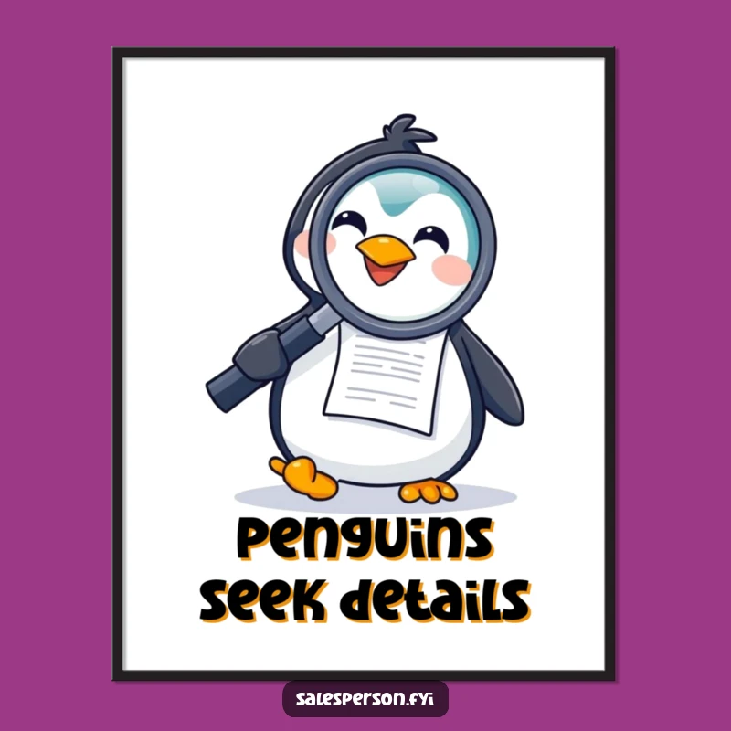 Free Printable Penguin Investigator Art - Funny Downloadable Wall Decor Gift