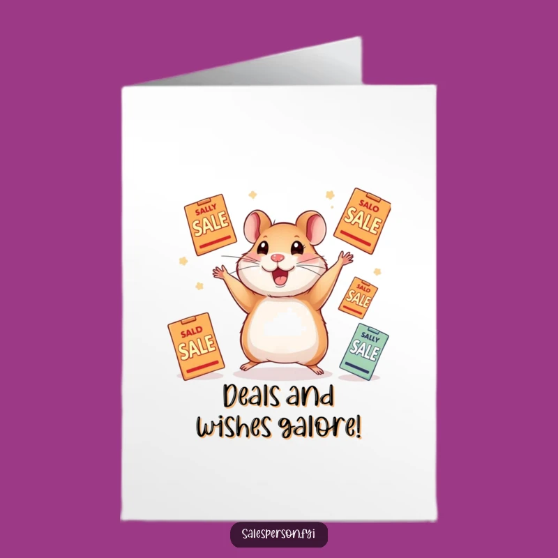 Free Printable Hamster Juggling Sale Flyers: Funny Birthday Card for Shoppers