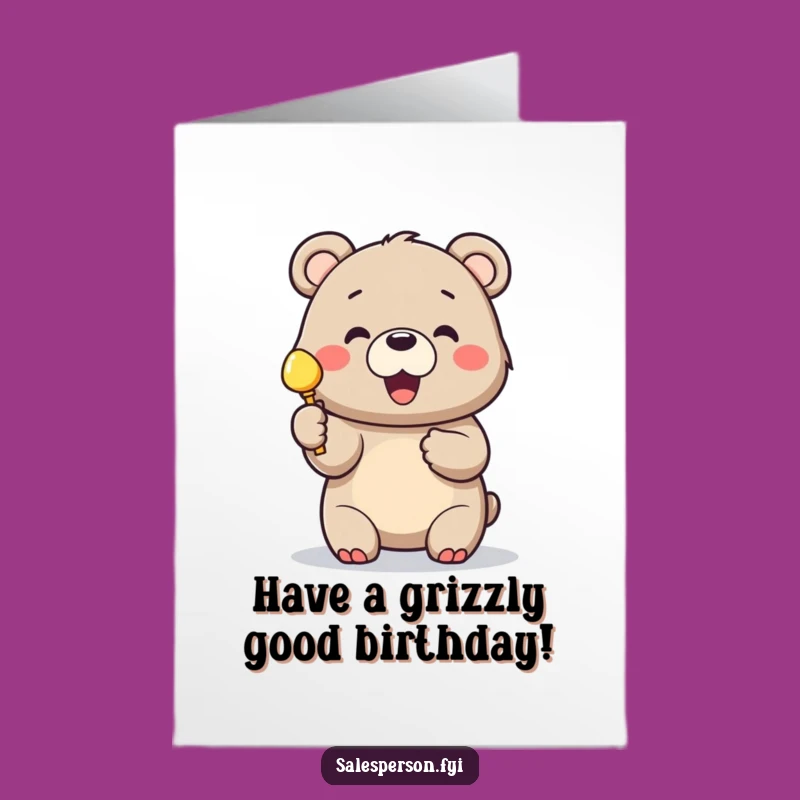 Free Printable Birthday Card: Cheerful Bear with Treasure, Funny Downloadable Gift for Givers