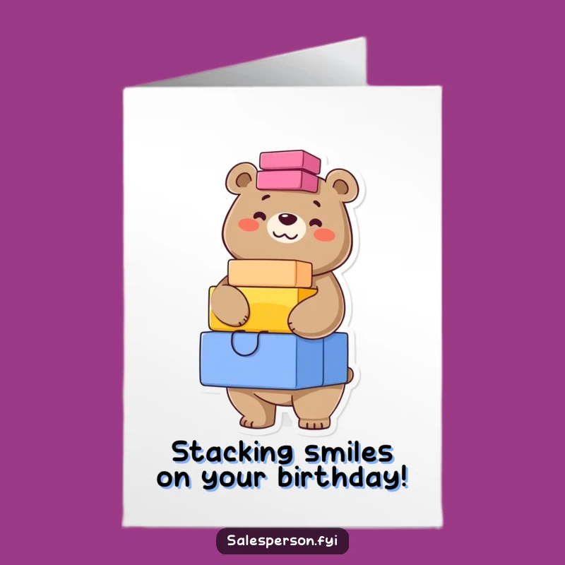 Free Printable Birthday Card: Confident Bear Boxes Fun Downloadable Gift