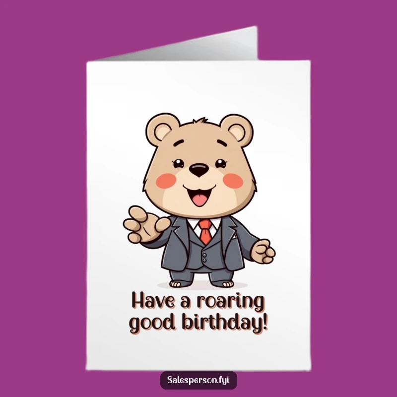 Free Printable Birthday Card: Dapper Bear, Funny Download at Home for a Classy Celebration