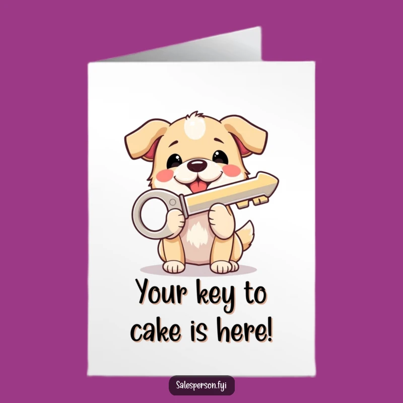 Free Printable Birthday Card: Funny Dog with Key, Hilarious Downloadable Gift