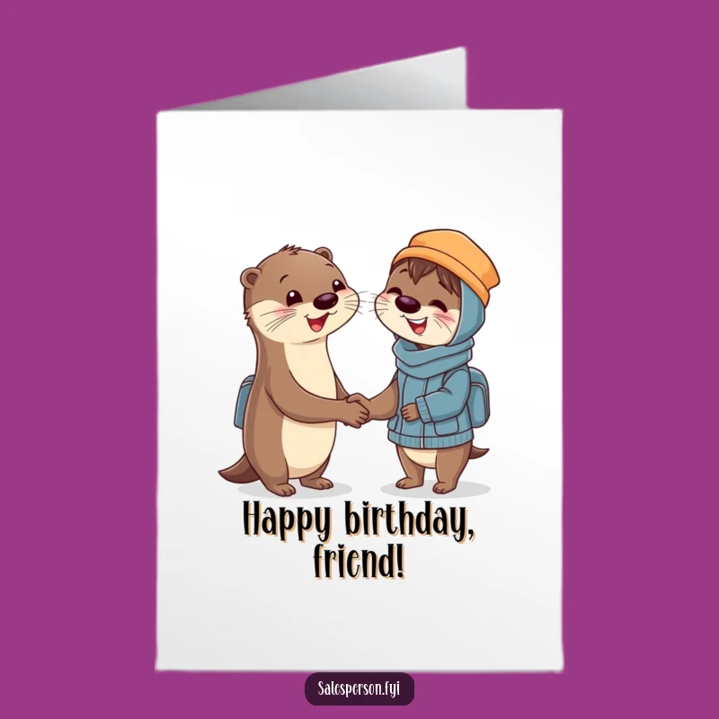 Free Printable Otter Birthday Card: Handshake Fun Downloadable Gift