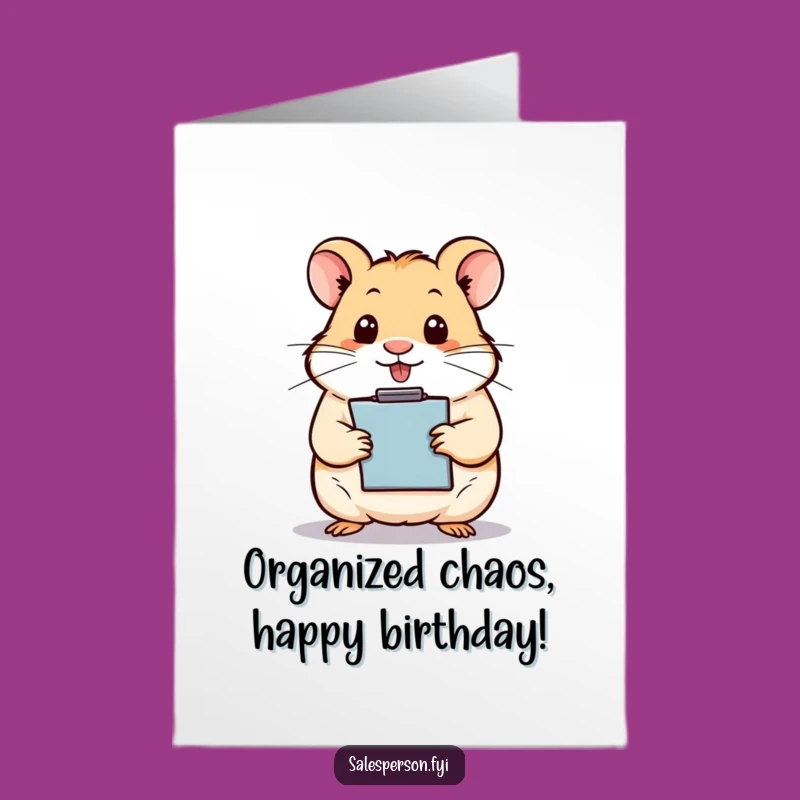 Free Printable Hamster Birthday Card: Organized Rodent Fun Downloadable Gift