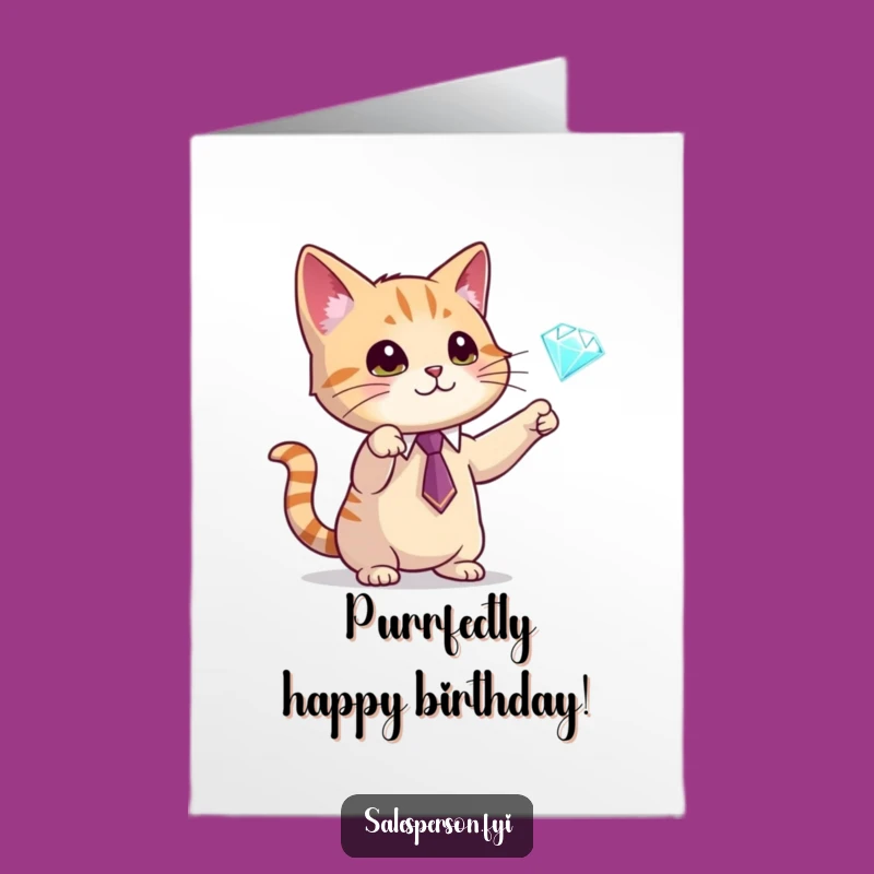 Free Printable Cat Birthday Card: Funny Diamond Gift Downloadable Surprise