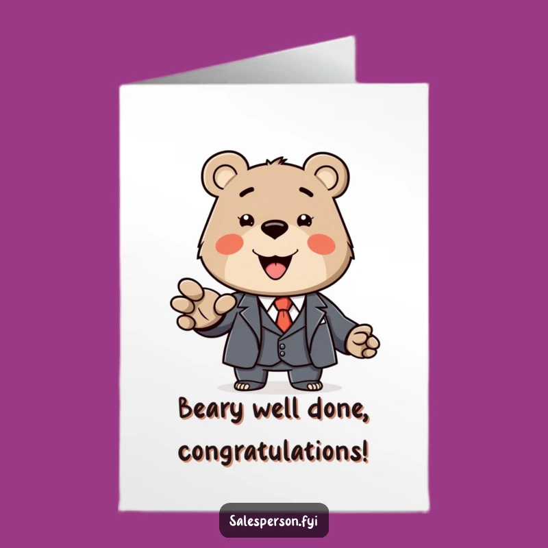 Free Printable Congrats Card: Dapper Bear, Humorous Download for Big Achievements