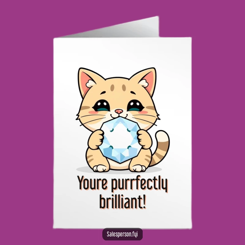 Free Printable Congrats Card: Cat Gem Sparkle, Downloadable Gift