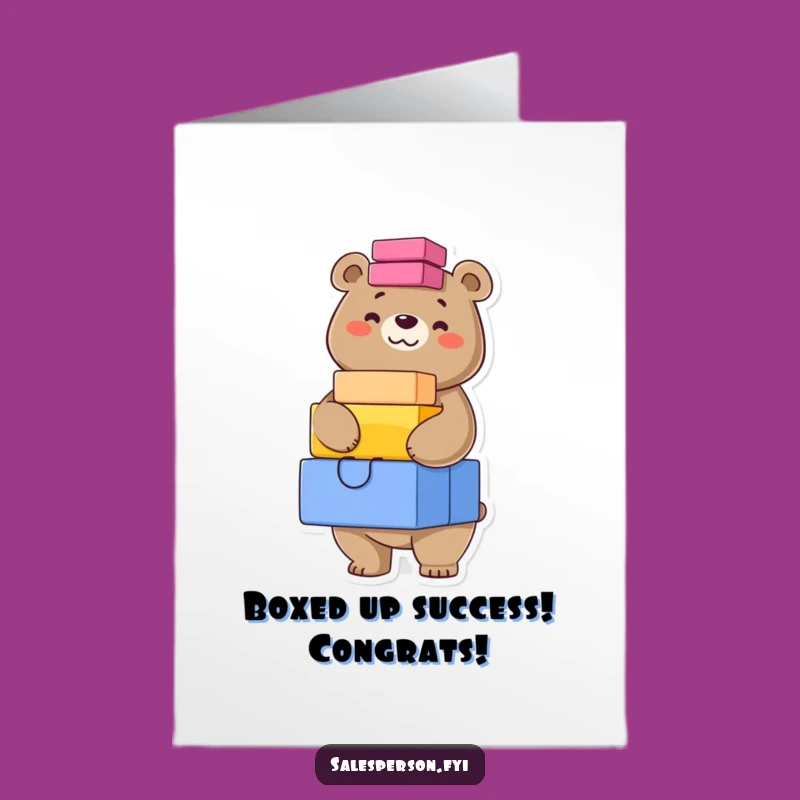 Free Printable Congrats Card: Confident Bear Boxes Success Downloadable Gift