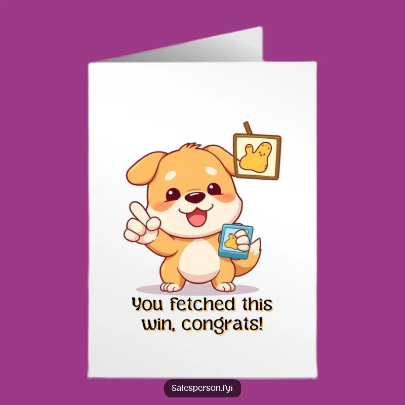 Free Printable Congrats Card: Dog's Enthusiastic Approval Downloadable for Success