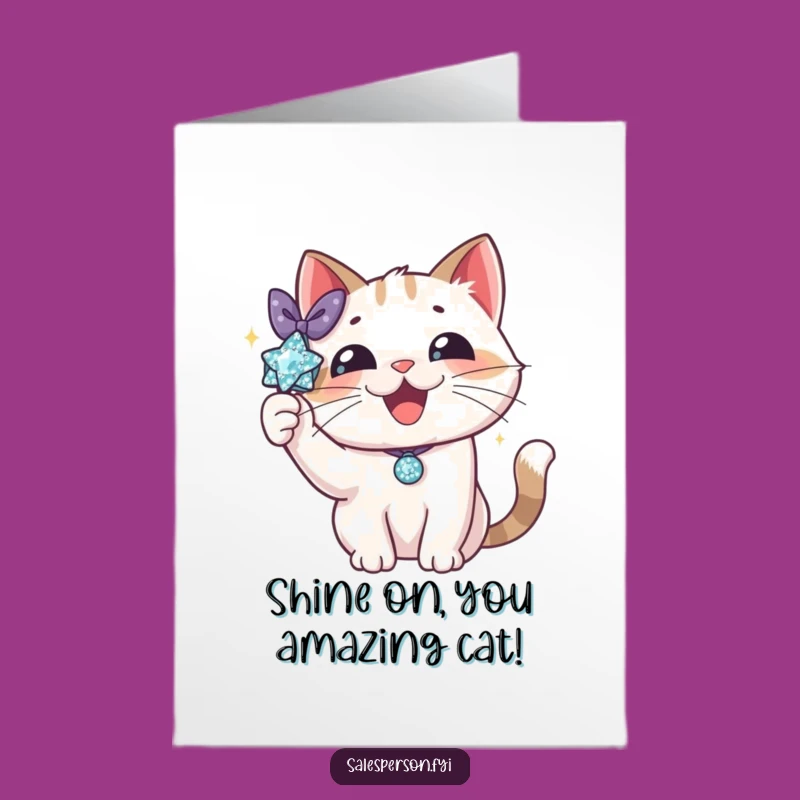 Free Printable Congrats Card: Sparkly Cat Accessory, Celebrate Style with Downloadable Flair