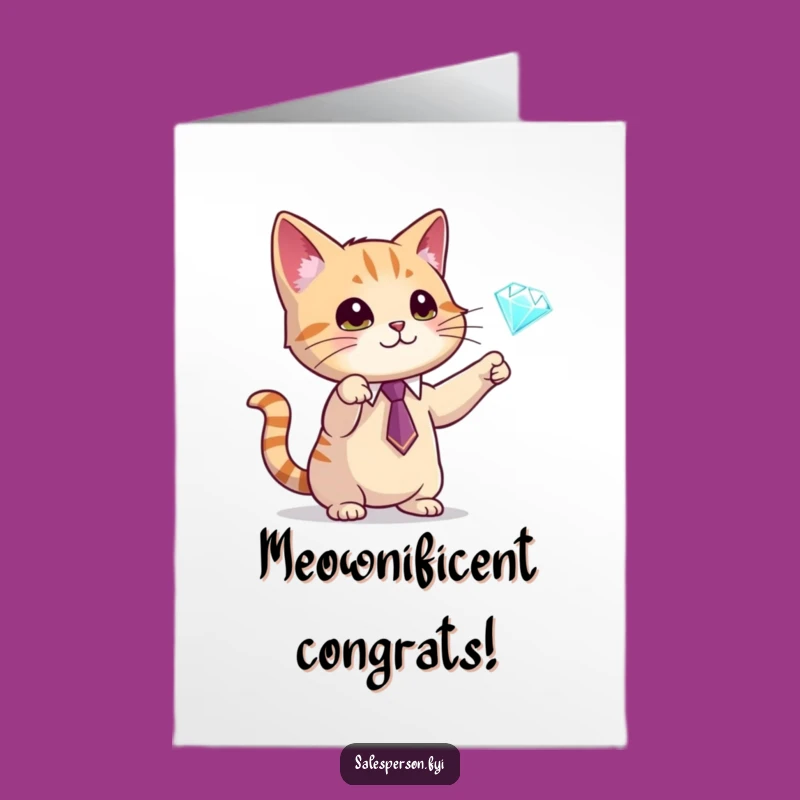 Free Printable Cat Congrats Card: Funny Diamond Gift Downloadable Celebration