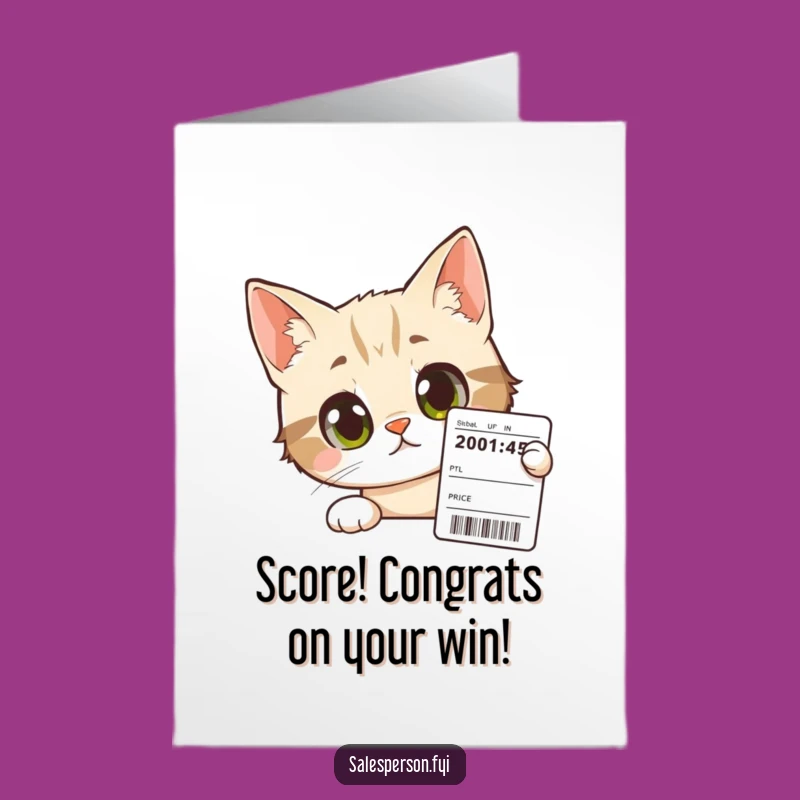 Free Printable Congratulations Card: Cat Price Tag, Funny Downloadable Greeting for Smart Buys