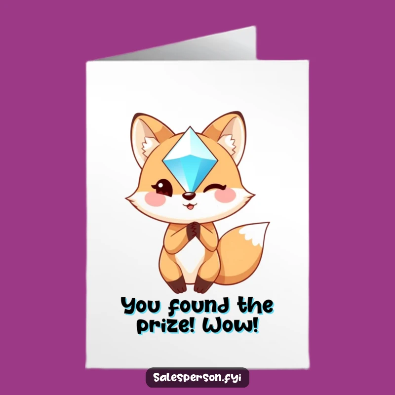 Free Printable Congratulations Card: Fox Gem, Funny Downloadable Greeting for Dazzling Achievements