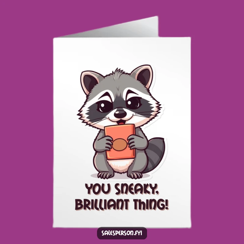 Free Printable Congrats Card: Raccoon's Clever Product Win!
