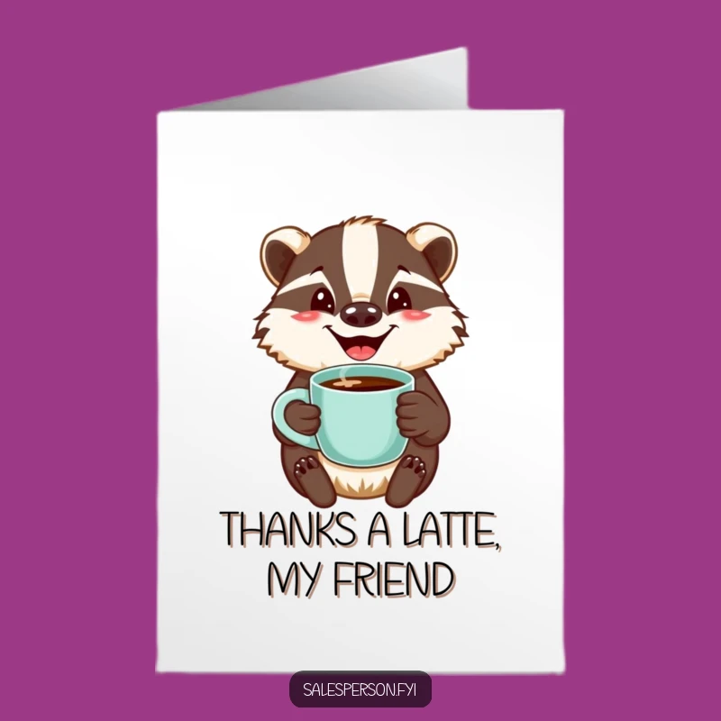 Free Printable Thank You Card: Jovial Badger Coffee Gratitude Downloadable Gift