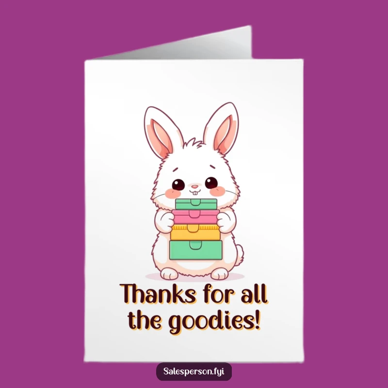Free Printable Thank You Card: Bunny Gifts, Funny Downloadable Greeting for Expressing Gratitude