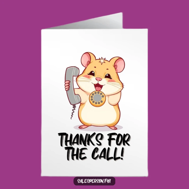 Free Printable Thank You Card: Hamster Phone Chat - Funny Download!