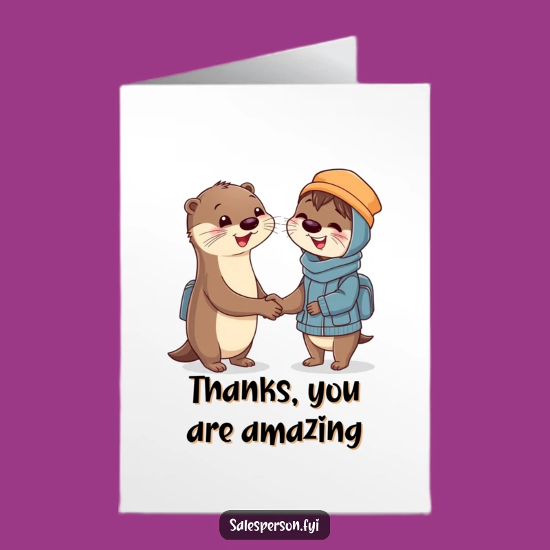 Free Printable Otter Thank You Card: Business Handshake Downloadable Gift