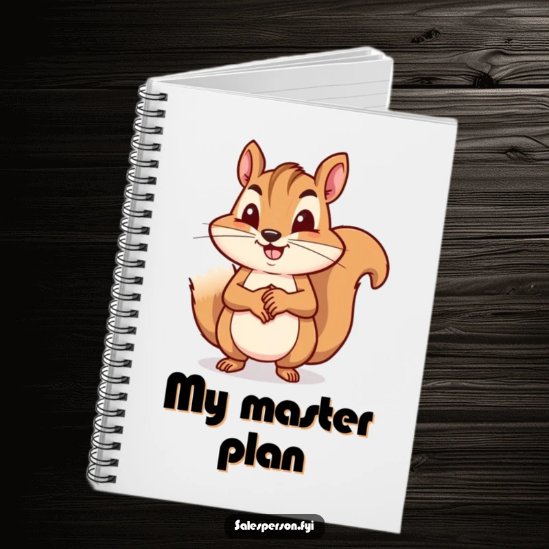 Funny squirrel sealing a deal with a handshake on a notebook cover, perfect for jotting business ideas, funny gift.