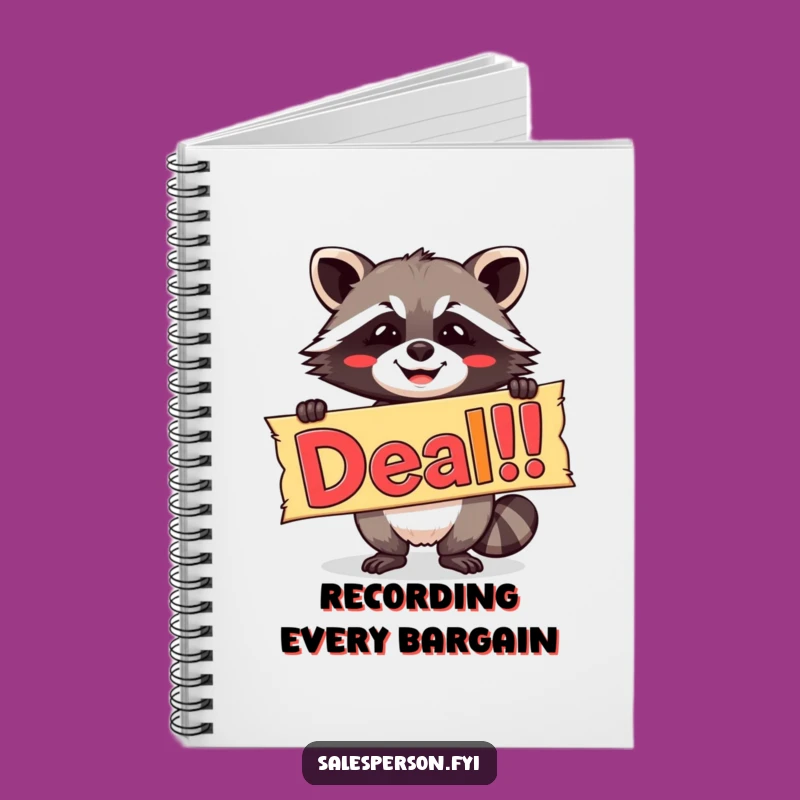 Funny Raccoon Notebook, Journal with Deal! Banner, Gift Idea