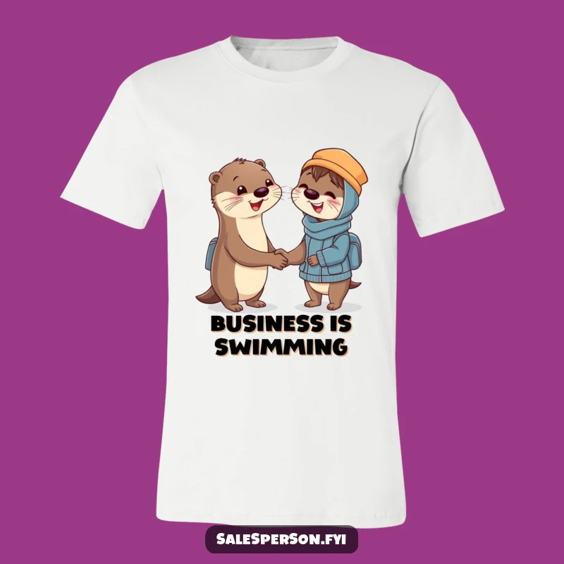 Funny Otter Handshake T-Shirt: Happy Customer Vibes, Humorous Business Tee