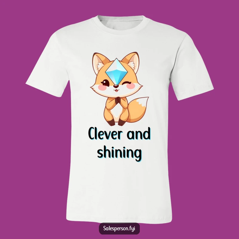 Funny Fox Treasure Hunter Funny T-Shirt - Winking Character with Sparkling Gem Gift