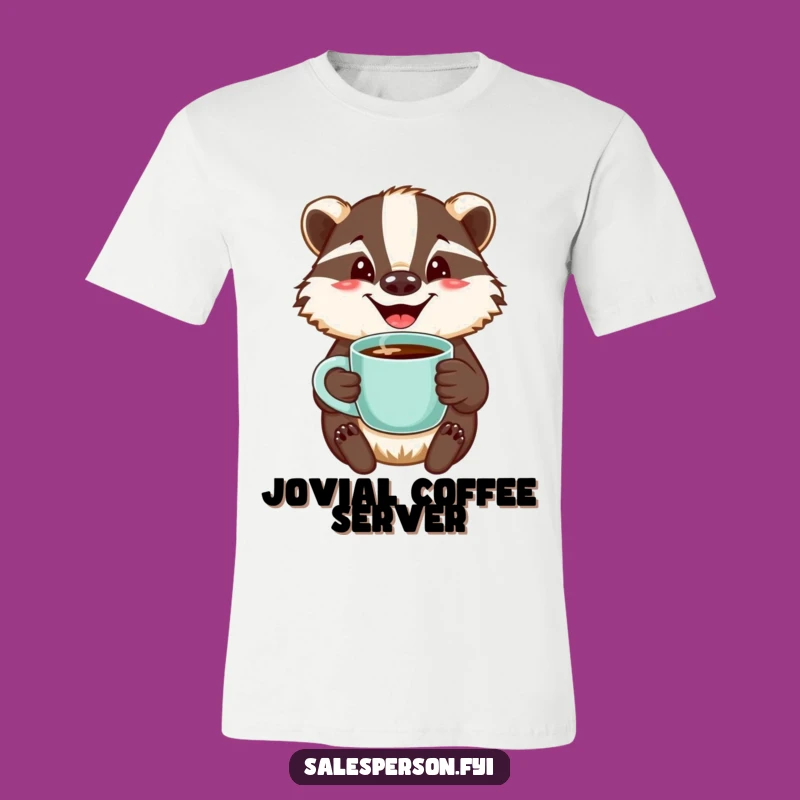 Funny Badger Coffee T-Shirt: Jovial Brew Bearer Tee, Humorous Gift