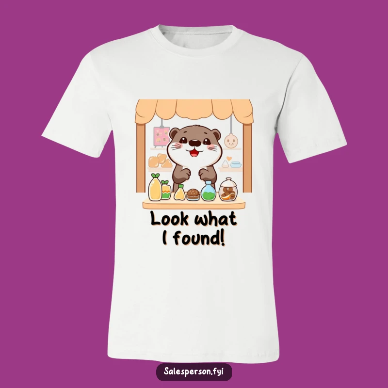 Funny Otter Shopper Funny T-Shirt - Cheerful Character Highlighting Deals Gift