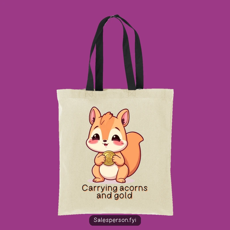 Funny Giggling Squirrel Tote Bag, Stylish Shiny Coin Carryall, Gift Idea