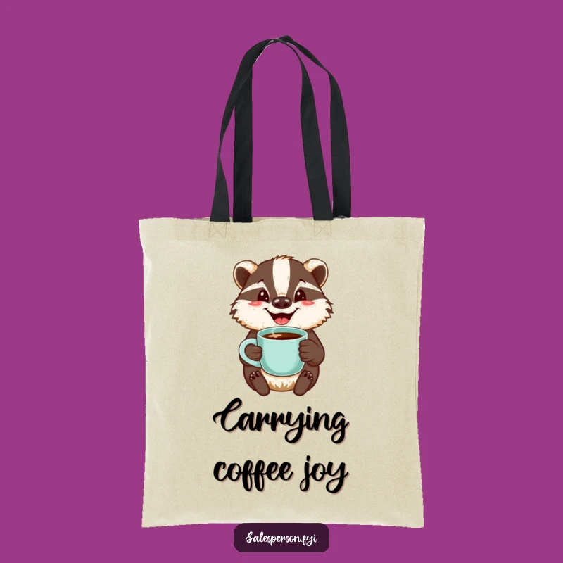 Funny Badger Coffee Tote Bag: Jovial Brew Bearer Carry-All, Humorous Gift