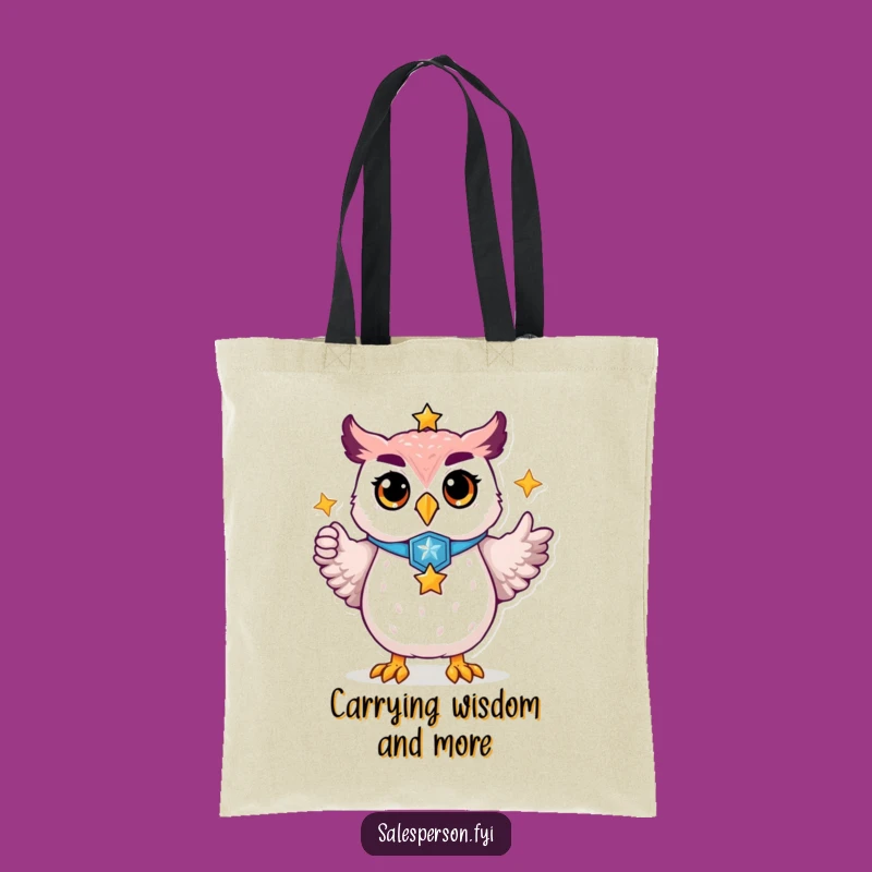 Funny Proud Owl Tote Bag, Stylish Badge Star Carryall, Gift Idea