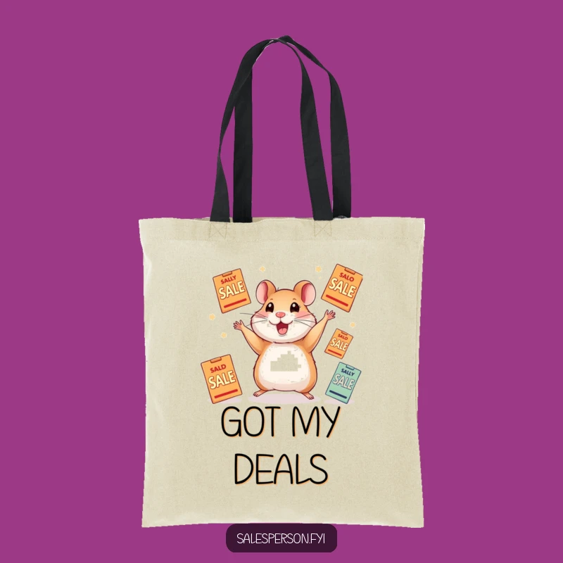 Funny Hamster Juggling Sale Flyers Tote Bag: Shop with Glee and Humor