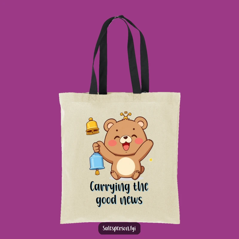Happy Bear Bell Tote Bag: Carry Your Cheer, Perfect Funny Gift!