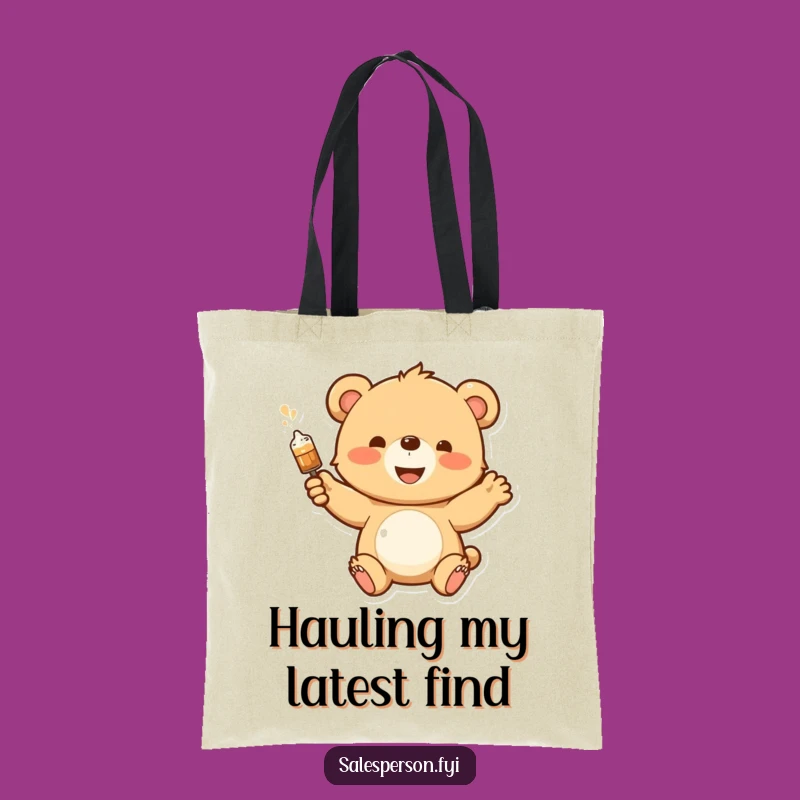 Funny Bear Cub Tote Bag - Enthusiastic Accessory, Perfect Gift